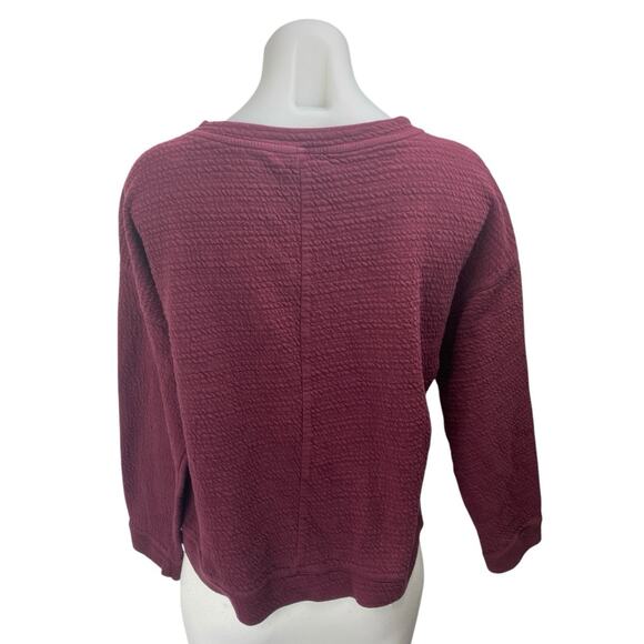 Zara Women's Maroon Textured Knit Crewneck Long Sleeve Shirt Sweater Top Size M - Picture 2 of 4